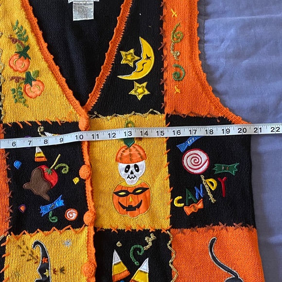 Vintage 90s Basic Editions Knit Halloween Vest 🎃 - Picture 2 of 8